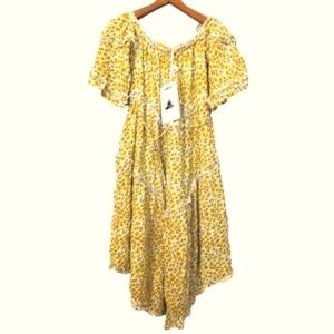 HERE COMES THE SUN Yellow Liberty Floral Dress‎ Size XS
